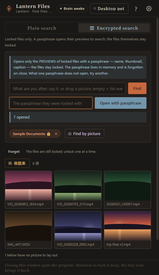 Locked videos: thumbnails laid out, one unlocked