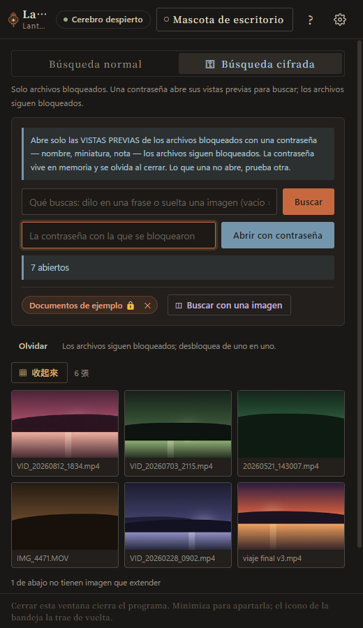 Vídeos bloqueados: miniaturas a la vista, uno desbloqueado